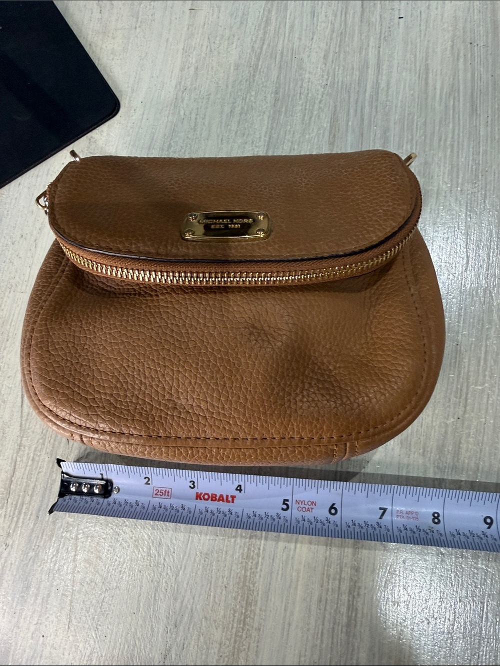 Michael Kors Brown Pebbled Leather Crossbody with Gold Plate- Needs strap - Picture 5 of 11